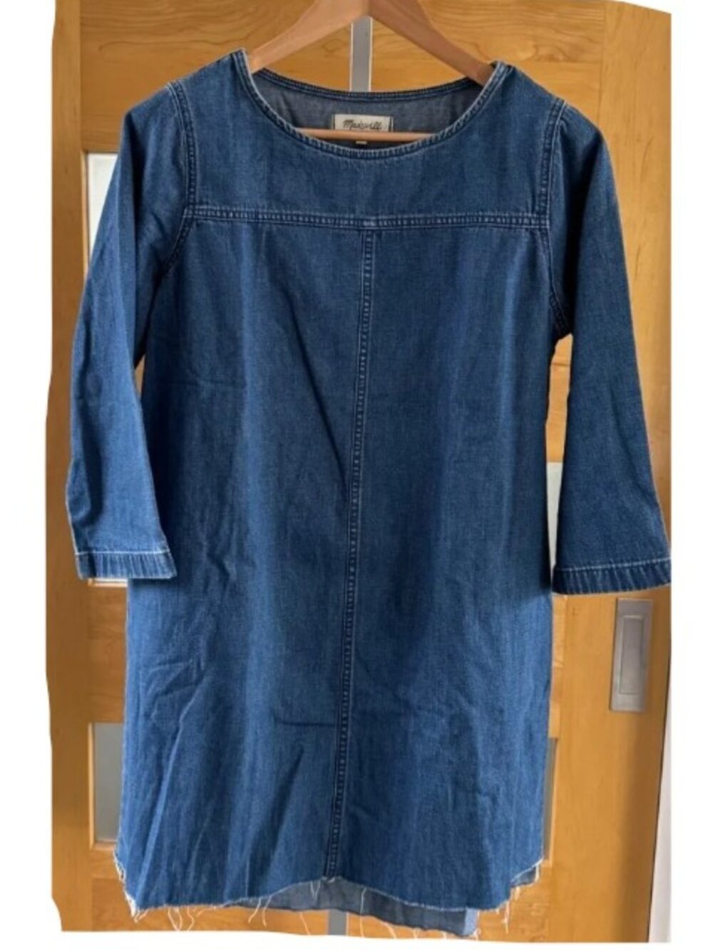Madewell Indigo Long Sleeves Denim Shift Dress. Size Large